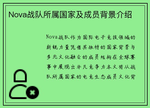 Nova战队所属国家及成员背景介绍